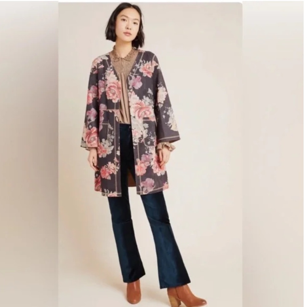 Anthropologie Solitaire Faux Suede Black, Gray, Mauve Open Duster Jacket XS NWT